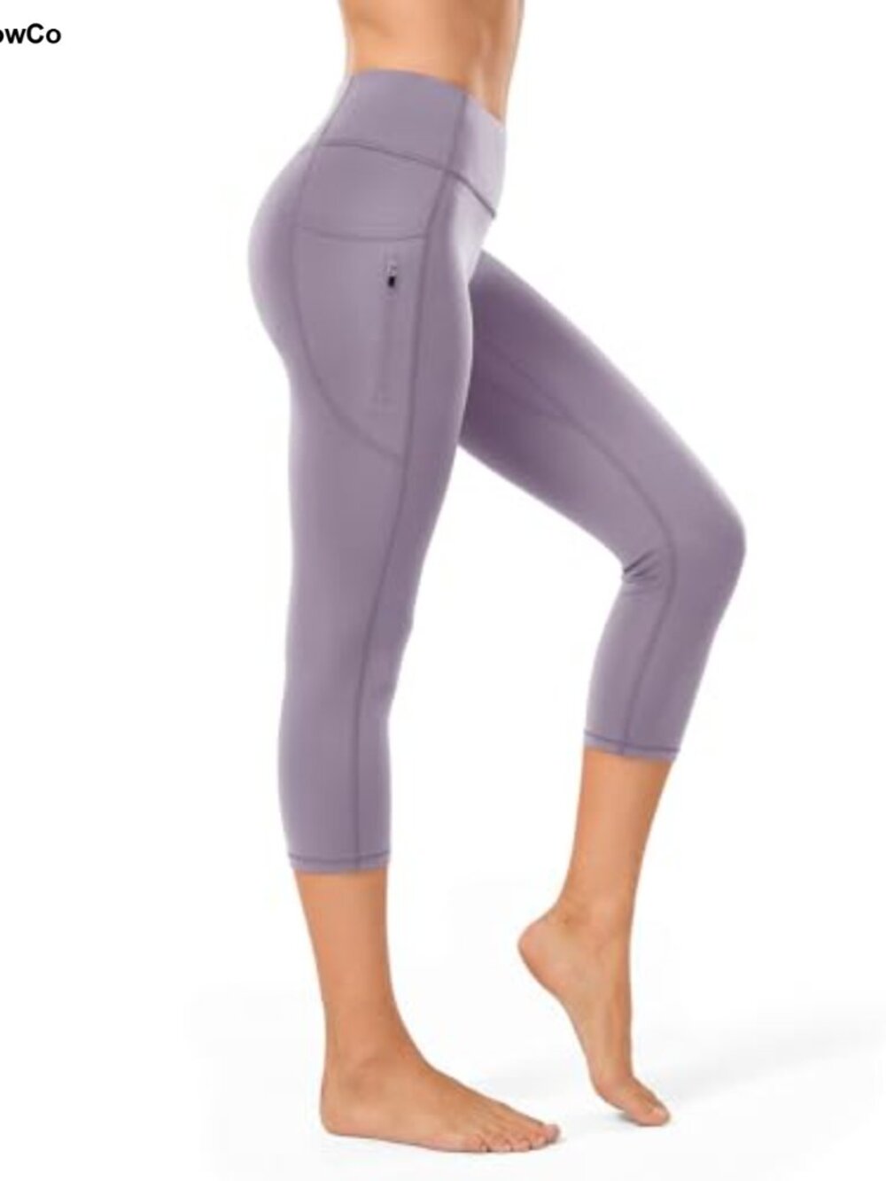 Compression Capri Leggings with Zipper Pocket High Waist Yoga Pants for Women